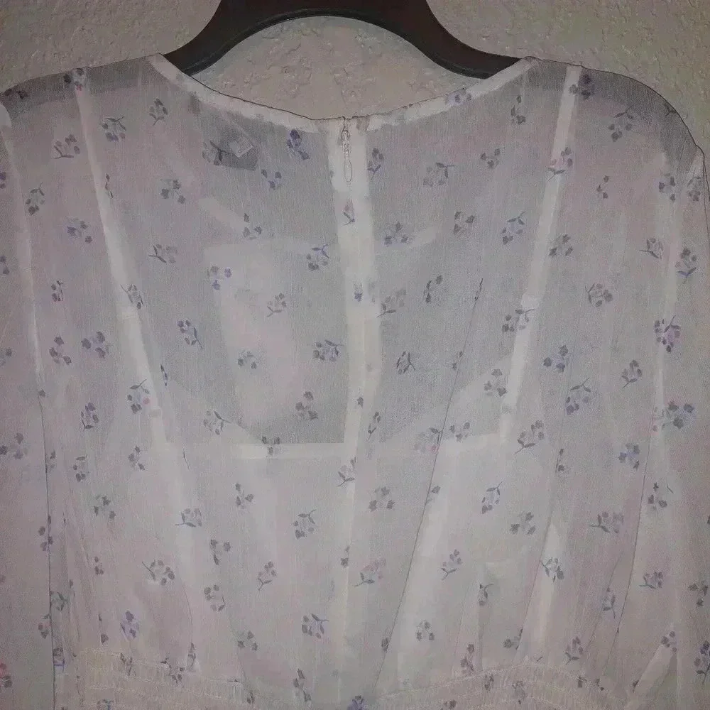 French Connection Cecilia Hallie Recycled Polyester Crinkle Ruffle Mini Dress L - Picture 8 of 13